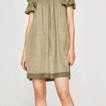ZARA Smocked Off Shoulder Mini Dress - Army Green - S Photo 0