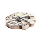 Vintage Lot of 2 Carved Jade Stone Koi Fish Pendants Circular Charm 2" Each Photo 2