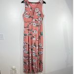 Everly  Floral Maxi‎ Dress M Pink Sleeveless Boho V-Neck Side Slit Summer Casual Photo 1