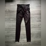 Spanx Burgundy Brown Shiny Liquid Faux Leather Leggings Size M Moto Biker Photo 1