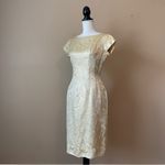 JAY HERBERT | Vintage Metallic Gold Baroque Open Back Cocktail Dress Sz M Size M Photo 2
