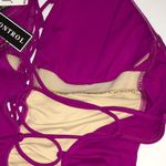 La Blanca Magenta lace up high neck. 6DD/ top. NWT Photo 10