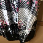 Vertigo Paris Floral Checker Caftan Kimono Blouse Black Pink Size Medium Photo 4