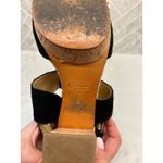 Coach Heels Womens 7 Valeann Cork Block Black Suede Round Open Toe High Gold Photo 6