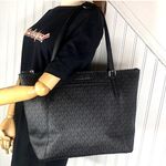 Michael Kors Black Shoulder Strap Top Zipper Shoulder Bag Black Grey Monogram Photo 0