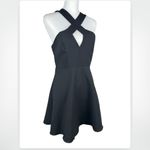 Lulus Black Cross Over Keyhole Sleeveles Mini Skater Dress Small LBD Photo 1