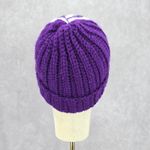 Purple White Stripe Crochet Knit Bucket Cap Hat Fun VTG Y2K Funky Beanie Photo 3