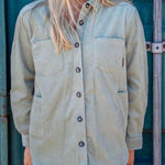 Levitate clothing Camden NWOT 2021 green corduroy jacket size small Photo 0