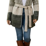 Free People ‎ Collared Cardigan Sweater Loose Knit Jacket Tie Wool Women'sLarge Photo 0