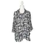 Ali Miles Tunic‎ Top L Artsy Oversized Lagenlook Cowl Neck Black White Blouse Size L Photo 1