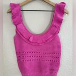 Lush Clothing Lush Ruffle knit crochet sweater tank top small hot pink Nordstrom Photo 0