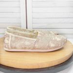 Toms  Alpargata Embroidered Hibiscus Lace Slip On Shoes Ivory Metallic Tan 8.5 Photo 1