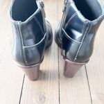 Tibi  Black Block Heel Leather Zip Ankle Booties Photo 5