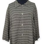 CP Shades | Medium | RARE 100% Rayon Gray Striped 3/4 Sleeve Button Down Shirt Photo 0
