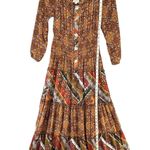 Anthropologie  Fig And Flower Maxi Dress L Petite Multi Paisley Sheer Tiered Boho Photo 7