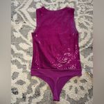 EXPRESS Hot Pink Fuchsia Body Contour Sequin Crew Neck Bodysuit⭐️ Photo 4