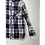 Woolrich  Women’s Large Plaid Flannel Shirt Navy Red White Button Up Long Sleeve Photo 5