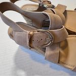 Marc Fisher Tan Suede Leather Espadrille Platform Sandals Womens 10 Beachy Shoes Photo 7