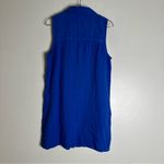 Tahari  Medium‎ Royal Blue Sleeveless Tunic Collar Button Down Top CP Photo 1