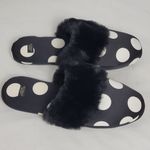 Victoria's Secret  Polka Dot Satin House Slippers Black And White Size L (9-10) Photo 6
