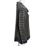 Chico's Shirt Womens Medium Gray Metallic Gold Velour Lurex Stripe Cowl Zenergy Photo 1