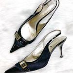 Dolce & Gabbana black calf hair patent leather slingback pumps pointed size 38 Photo 0