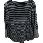Loft Outlet Dark Navy Striped Long Sleeve Cotton Top Size XL Photo 0