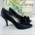 Nina  Satin Ruffle Peep Toe Heels Black 8.5 Photo 1