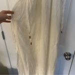 Free People NWT  C'est Bon Midi Dress White Ivory Gauzy Beaded Ties Photo 3