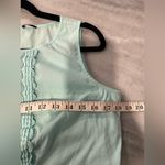 Talbots Size 10P Aqua Blue Cotton Sleeveless Top Split Hem Lace Front Detail Photo 7