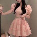 Pastel Peach Pink Himekaji Cottage Puff Sleeved 2 Photo 1