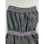 Zawary Womens Romper Shorts Size L Gray Tribal Embroidered Strapless Casual Gray Size L Photo 10