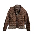 BCBGeneration  Womens Medium Brown Puffer‎ Jacket Lightweight Ruffle Bottom Photo 4