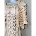 Miou Muse Crochet Knit Top Womens Large Oversized Beige Bohemian Summer Tan Photo 1