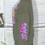 Vintage Y2K Bratz cotton oversized sweatshirt hunter green pink patchwork Sz XS Photo 3