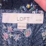 Loft Navy Blue Floral V neck Short Sleeve Blouse Puff Sleeves Photo 6