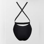 Cup she One Piece Black Swimsuit Cut Out Cross Back V Neck Ruched High Cut L NWT Photo 5