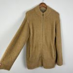 J CREW Point Sur Cardigan Sweater Jacket Womens M Fuzzy Zip Up Oversized Camel Brown Size M Photo 4