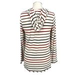 Market & Spruce Striped Hooded Long Sleeve Top Ivory Red Brown Size Large NWT Photo 7