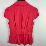 BCBGMAXAZRIA  Top S Coral Peplum Blazer Blouse Rosette Waist Indie‎ Sleaze Career Photo 1