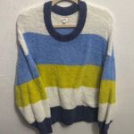 Aerie  Blue and Yellow Crew Neck Sweater with Bold Stripes Photo 1