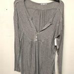 Sweet Romeo  Womens Gray Waffle Knit Oversized Henley Top Photo 1