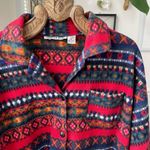 Vintage 90s Charter Club Fleece Barn Jacket Bold Fair Isle Red XL Photo 1