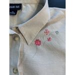 Leslie Fay Vtg Leslie‎ Fay Blouse Women’s 16 Floral Embroidered Linen Blend Top Photo 3