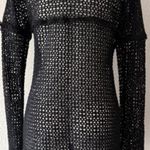 Handmade black crochet abstract heart appliqué coverup Photo 1