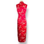 Vintage 90s All That Jazz Red Floral Brocade Cheongsam Maxi Dress Elegant Asian Photo 6