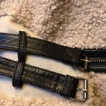 ZARA Sherpa Leather Moto Jacket Teddy Aviator Buckle Trim Zip Up Black Coat Cozy Photo 9