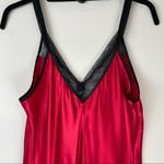 Oscar de la Renta  Red Satin Maxi Slip Dress Sz Medium Lace Mesh Sexy Photo 14