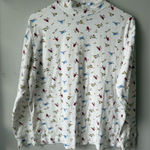 Hasting & Smith VTG Cardinal Turtleneck Long Sleeve Multicolor White Bird Print Boho Size M L Photo 0