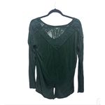 Free People  Emerald Green Long Sleeves Lace Back High Low Top Small Photo 1
